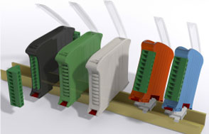 Cajas fijación a carril DIN RAILBOX COMPACT VERTICAL DE 17,5 a 45mm de ancho para equipos electrónicos y domótica